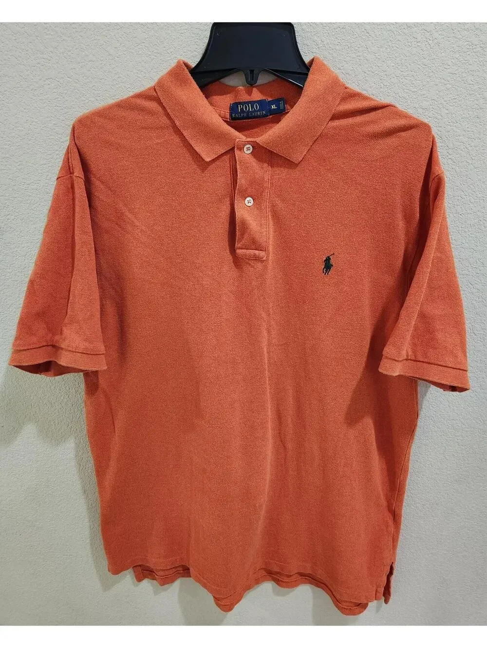 Polo Ralph Lauren Shirt Mens XL Orange Short Sleeve Green Pony Golf Polo Y2K